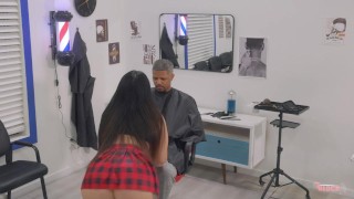 Big Booty Asian Barber Gives Full Service B4 Client's Girl Busts Them! @9inedoesitall @frecklemonade