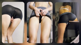 Cute Chuda CAMELTOE Dziewczyna próbuje TABLE MASTURBATION cipki Być mokrym