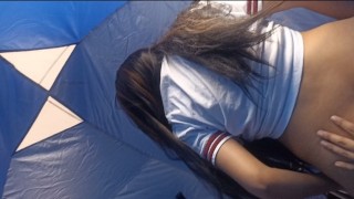 テントの中でクソ学生、遠足でクソ女子高生!!😱🤤
