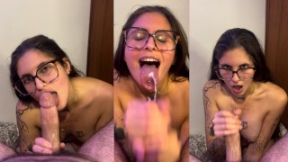 enorme sborrata sulla sua faccia da cagna