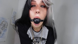 Wolf - girl whines with gag in mouth from orgasm pt.1