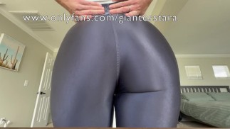 Workout Giantess finds and traps an Ass Slave tiny in her Leggings Trailer