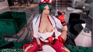 VR Conk: Busty Kiriko From Overwatch Video Game Fucks Anally With A Fan In Cosplay Parody pt.1
