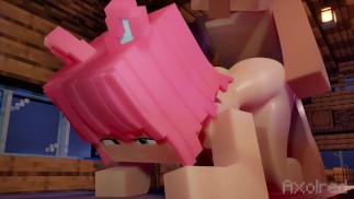Mädchen wird von einem Dorfbewohner in Minecraft Doggystyle gefickt