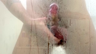 Lavaggio del cazzo insaponato nella doccia - video completo pov femminile senza mani con sborrata