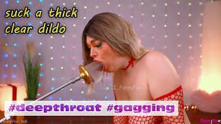 Thick klarer Dildo schlampig Deepthroat | ASMR schlürfen