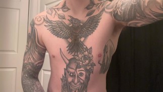 POV Vocal tatuado masculino provocando e afiando seu pau enquanto envergonha você omen Bunny parte dois final