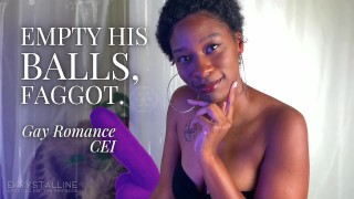 Leg zijn ballen leeg, faggot. Volledige video eKRYSTALLINE Aangemoedigd Bi Ebony Femdom CEI Gay JOI