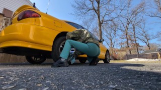 Cleaning My Wheels In Leggings Today