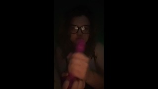 Chubby Slut Sucks and Fucks Purple Dildo