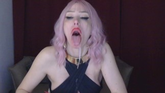 Slutty face. Pink hair and sloppy bj with long red nails. Open month very close 7min en ru