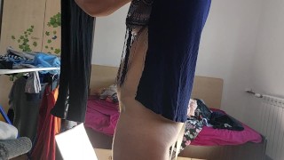 Sexy brunette big ass, pussy hair vibro massage. Sexy MILF, hairy pussy, big ass