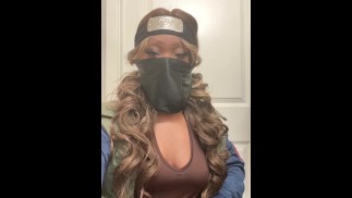Gamer Ebony Plays With Tits Out