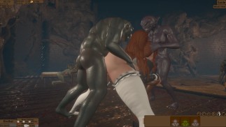 Gobliny na zmianę pieprzą i zapładniają rudowłosą dziewczynę