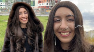 Girl in Fur Coat Thanks Guy for Helping With Broken Car and Lets Him Cum on Face - Katty West