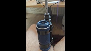 Fuck machine masturbator milking cock (first trial run DIY OSSM)