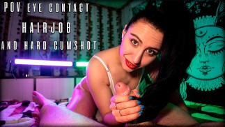 POV Eye Contact Hairjob And Hard Cumshot