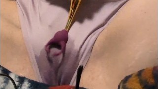 Upclose clip: Masturbating over panties