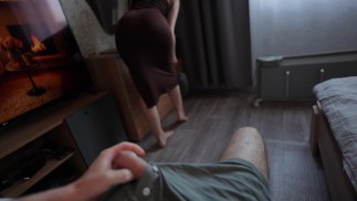 Step Sister Caught Step Brother with a Boner and help to cum quickly!