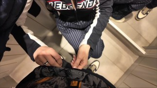 POV she sucked my dick in dressingroom with a nice cumshot on her mouth and tits for buying a jacket