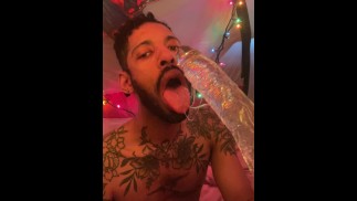 Sloppy Throat Training with Huge Dildo