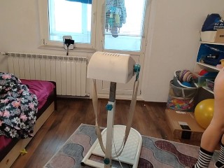 Sexy MILF, Hairy Pussy, Big Ass, Vacuum Cleaner in Empty House. Latina with Big Hairy Tits.