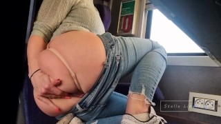 Risky Boobs and Wet Pussy Show on Busy Train ! 🔥💦