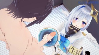 Amane Kanata and I have intense sex in the restroom. - Hololive VTuber Hentai
