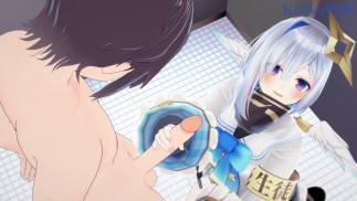 Amane Kanata and I have intense sex in the restroom. - Hololive VTuber Hentai