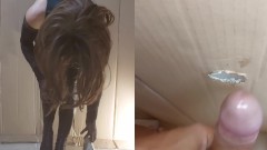 Italia. Verginella al gloryhole pt.2. Sconosciuto la incula e riempie di sborra, squirta dal culo