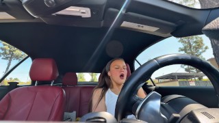 Using My Remote Controlled Vibrator in The Starbucks Drive Thru And Cumming