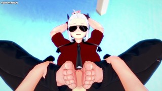 POV Hentai Footjob from Justice from Helltaker