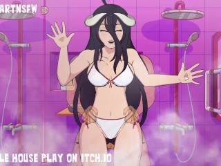Albedo Succubus Overlord Duże Cycki Przeciw Szybie Pod Prysznicem I Creampied - Dziura Dom Gry