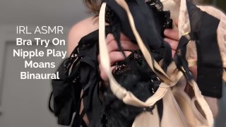 IRL ASMR | Essayer des soutiens-gorge et jouer avec mes mamelons | Vidéo complète sur Fansly !