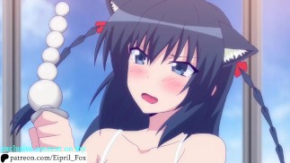 Furry Cat Girl Hayuru plays with Herself - Masou Gakuen Hentai Animation 4K